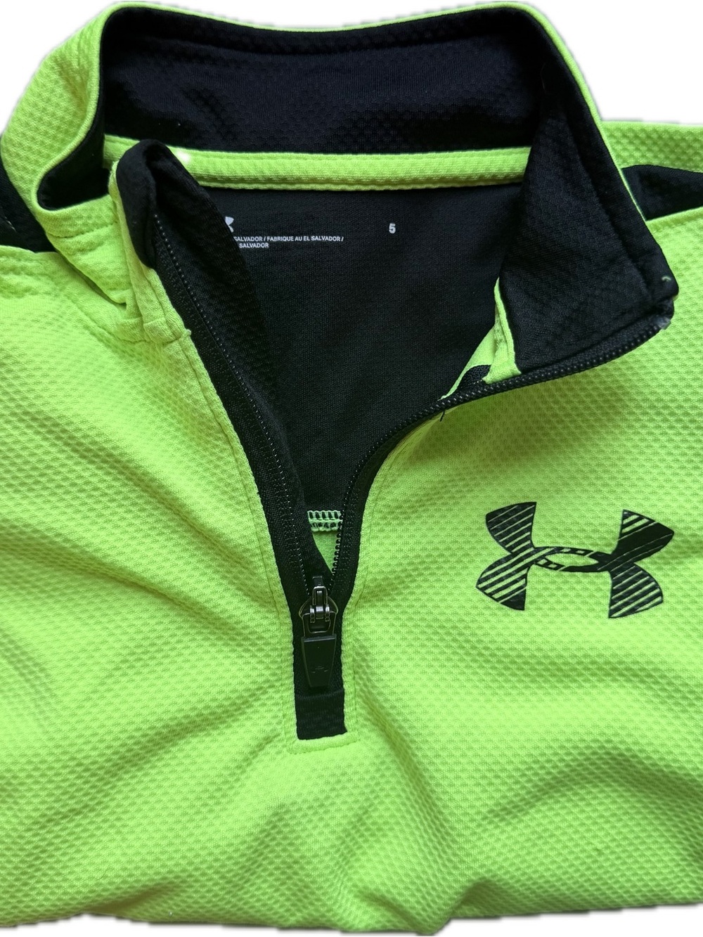 Under Armour Neon Lime & Black Quarter-Zip Performance Pullover size 5